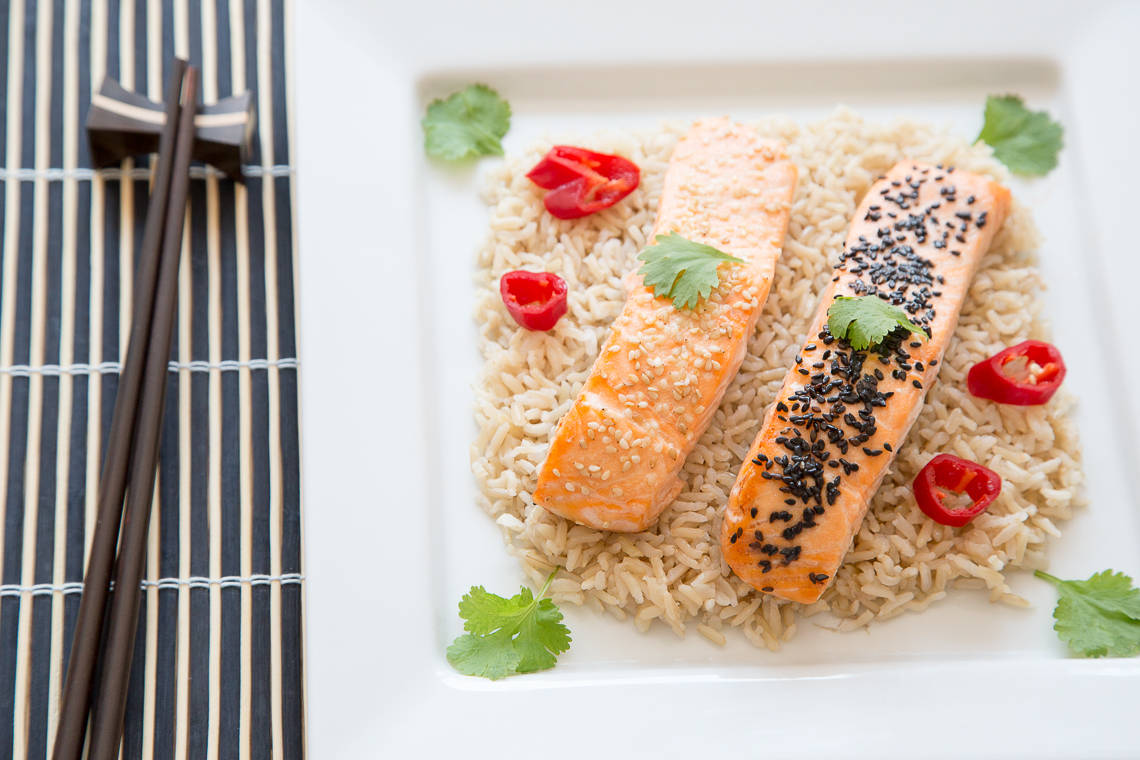 salmon with sesame seeds